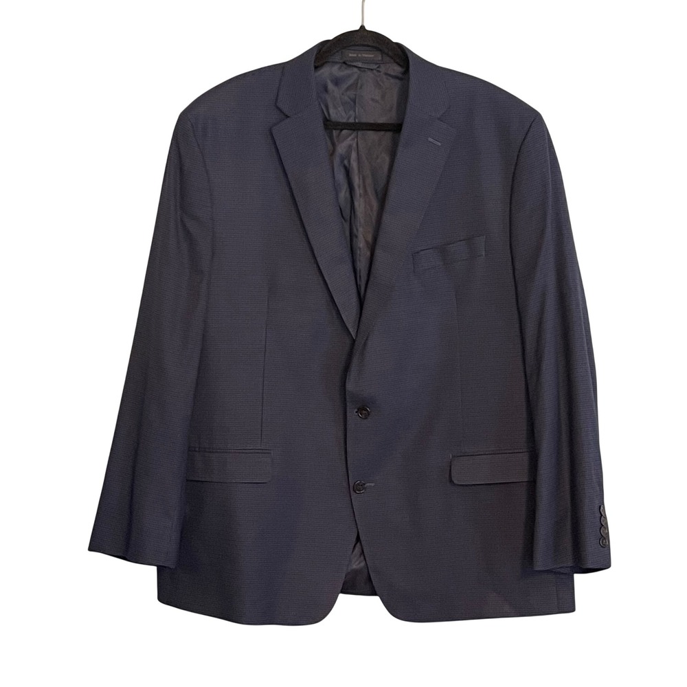 Lauren Ralph Lauren Mens 50L Navy Blue Micro Houndstooth‎ 2-Button Blazer Jacket